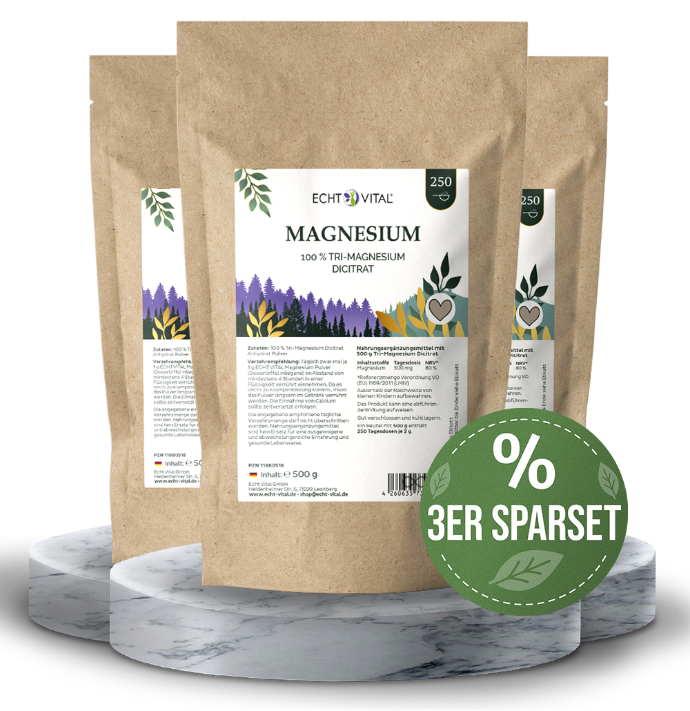 Tri-Magnesium Dicitrat Pulver - ECHT VITAL Premium Qualität